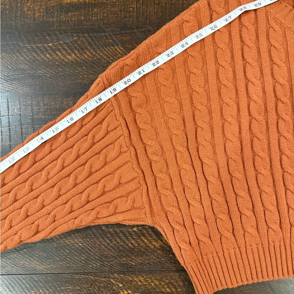 Altar’d State Rust Cable Knit Cropped Sweater Balloon Sleeve Cozy Boho Large - Picture 7 of 10